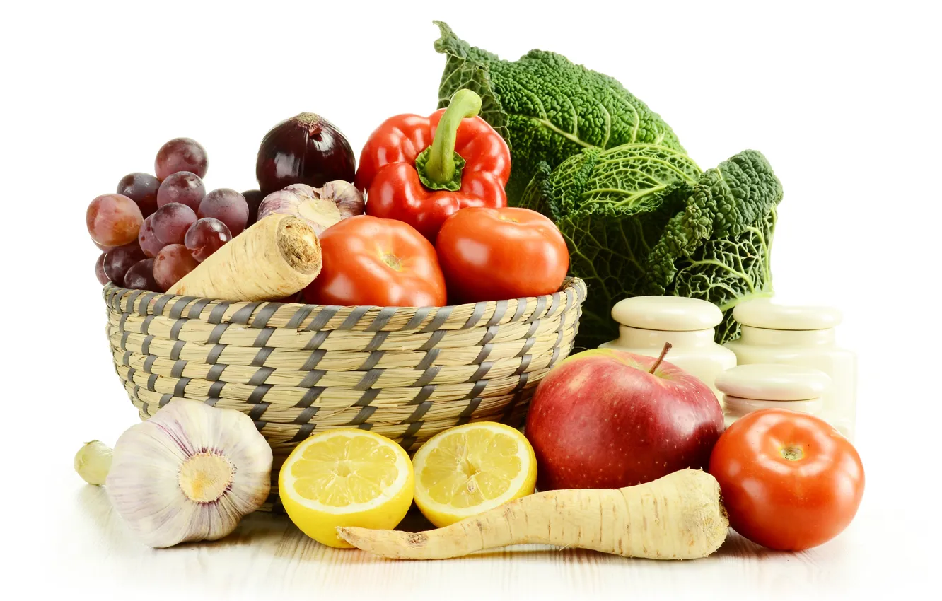 Photo wallpaper fruit, basket, vegetables, witaminy