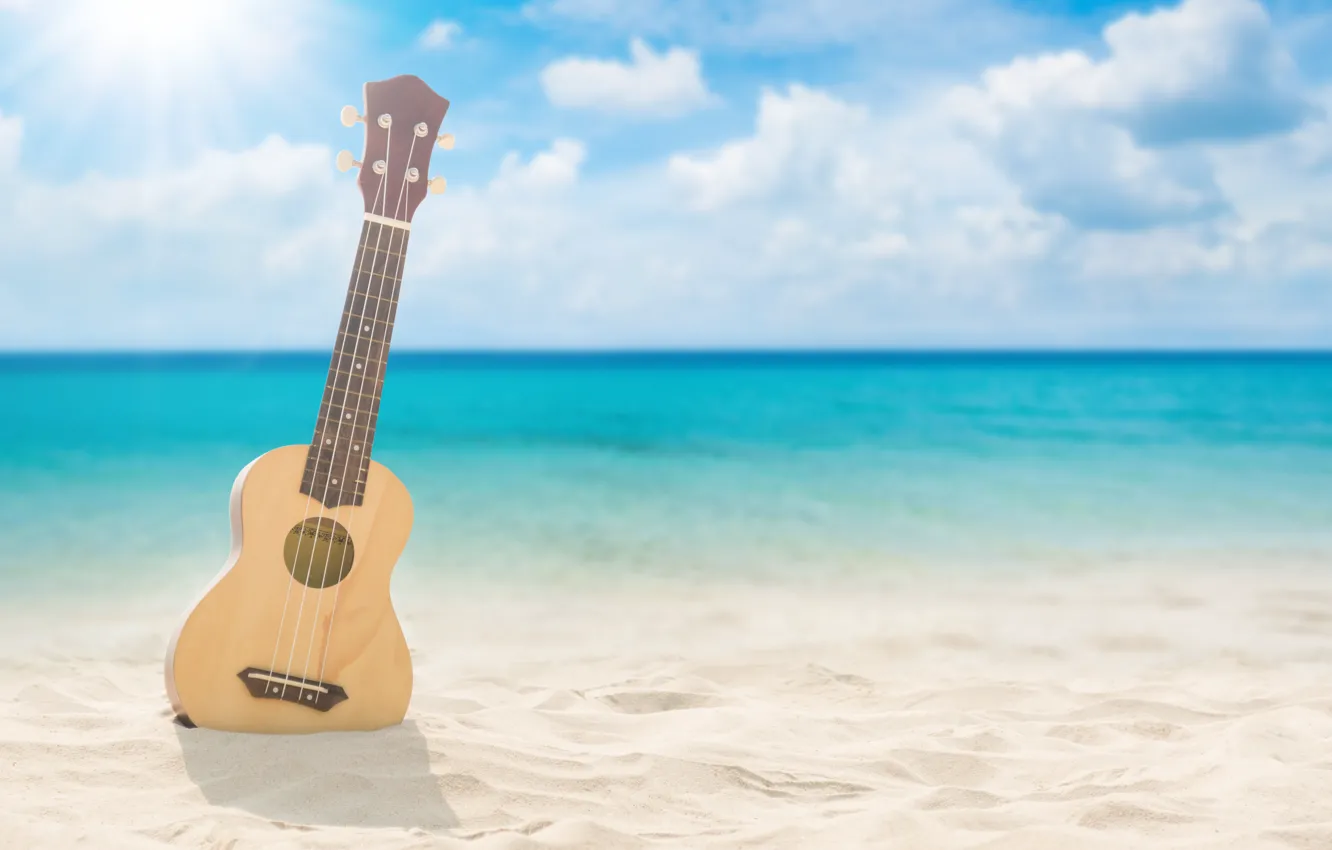 Photo wallpaper sand, sea, wave, beach, summer, guitar, summer, beach