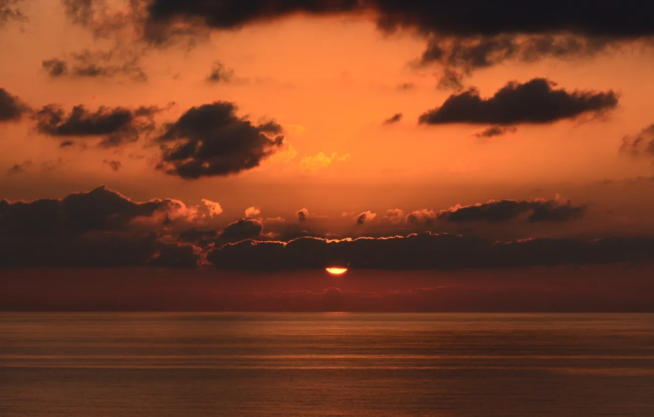 Photo wallpaper twilight, sea, ocean, sunset, seascape, clouds, sun, dusk