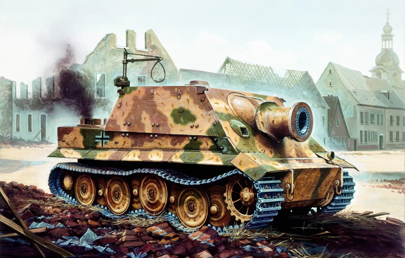 Photo wallpaper war, art, tank, ww2, tank, german tank, paiting, The storm Panzer IV