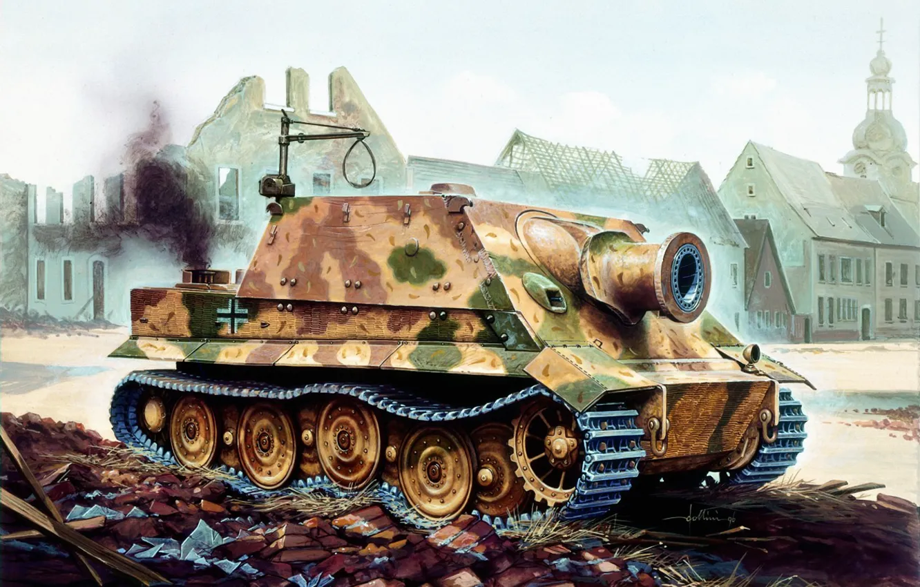 Photo wallpaper war, art, tank, WW2, Tank, The storm Panzer IV, German tank, Paiting