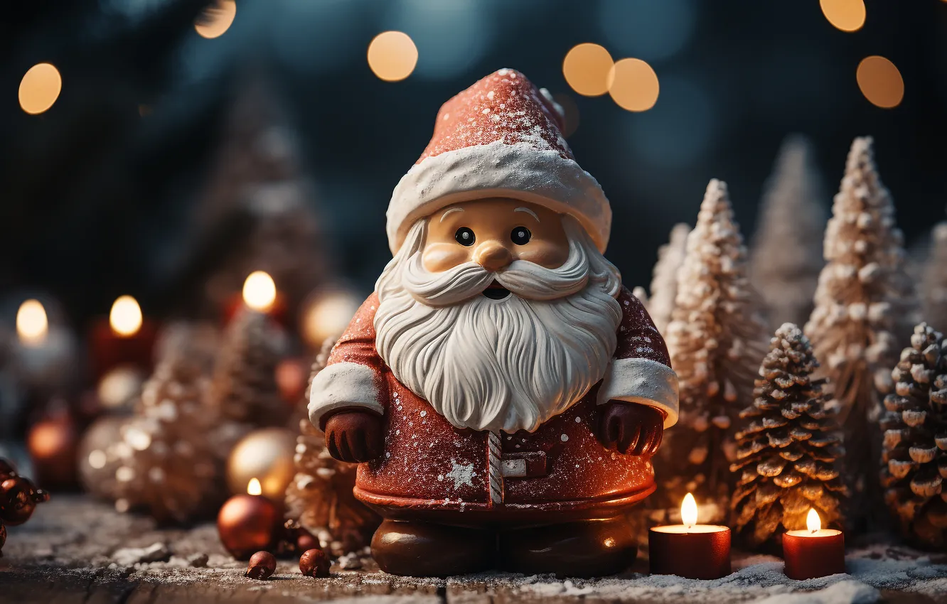 Photo wallpaper decoration, background, toy, tree, new year, Christmas, Santa Claus, Christmas
