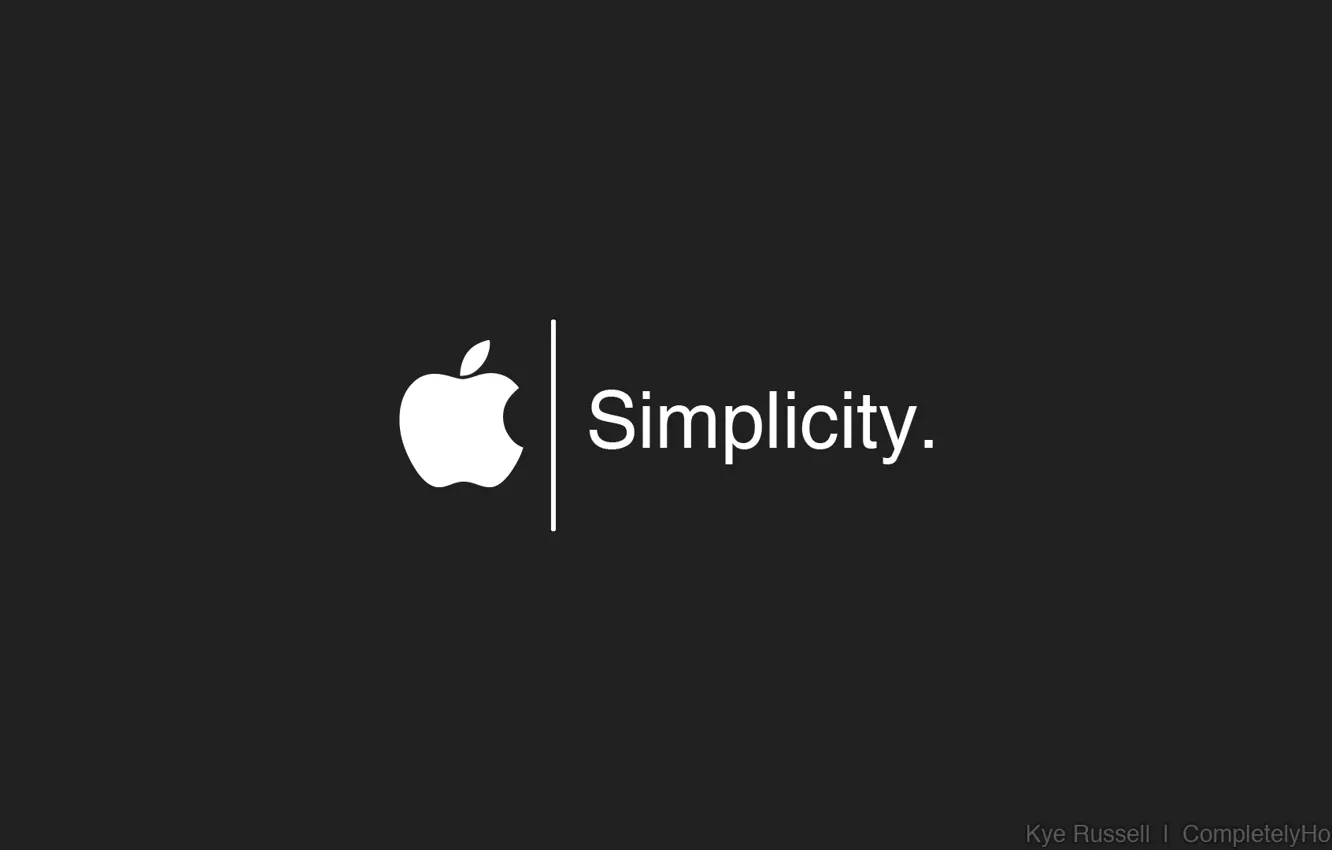 Photo wallpaper Apple, logo, white, black