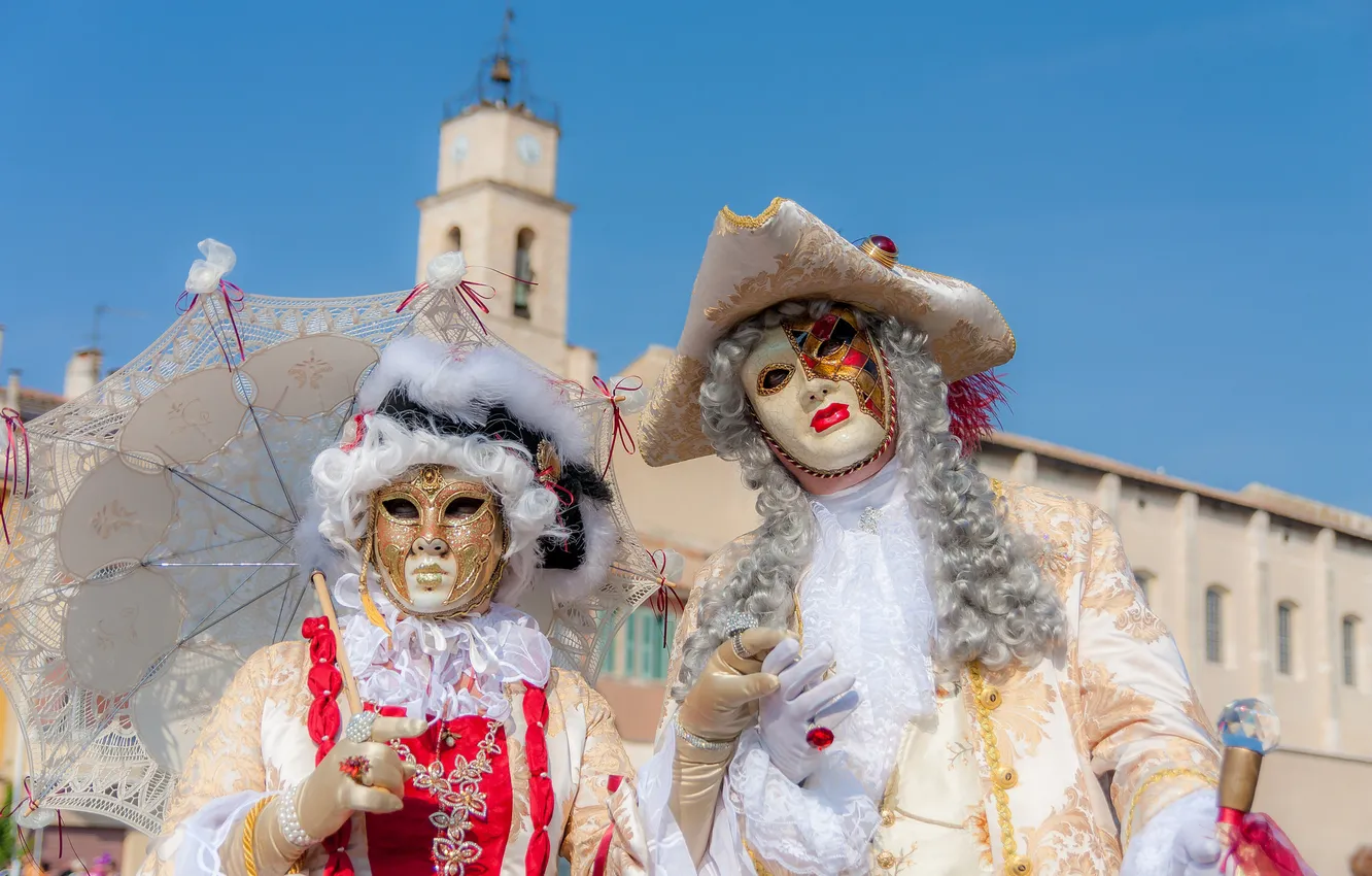 Photo wallpaper France, mask, outfit, Martigues, karnavar