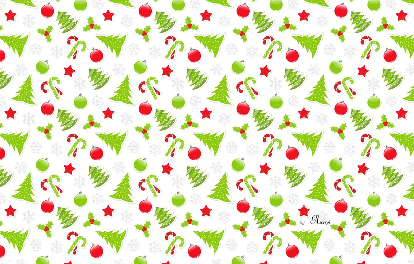 Photo wallpaper snowflakes, lollipops, tree