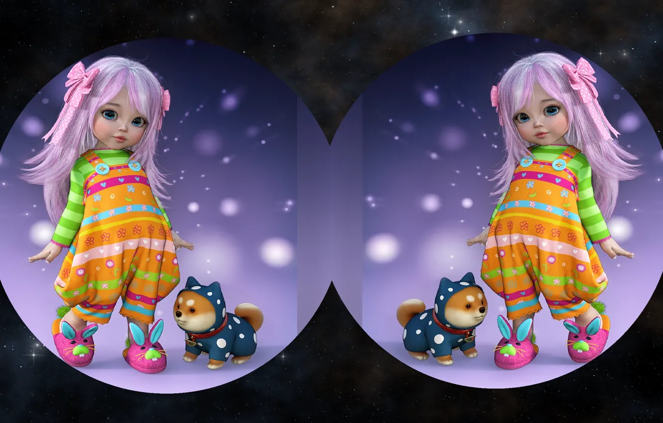 Photo wallpaper girl, art, for, for children, For kids