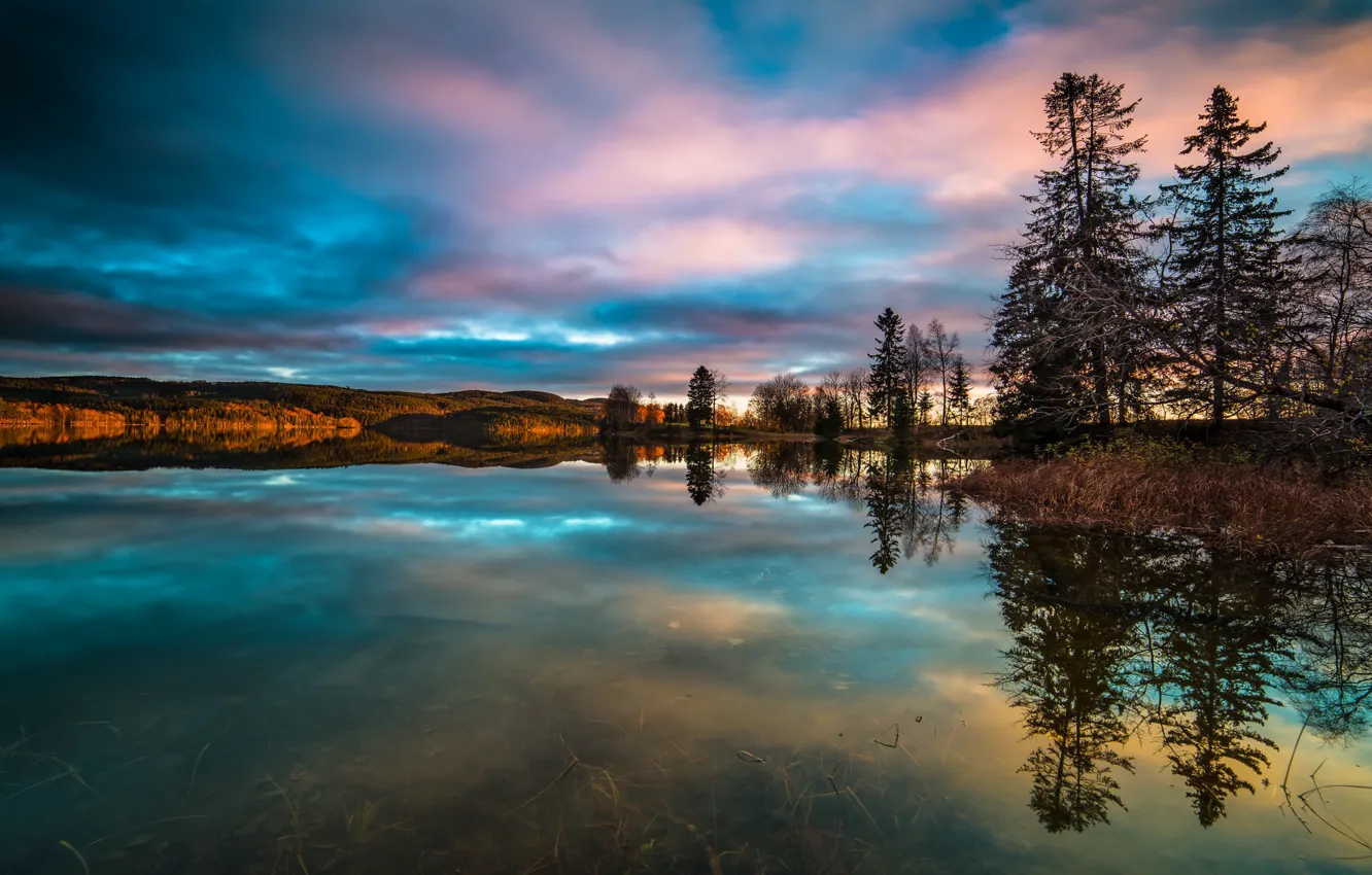 Photo wallpaper lake, the evening, Norway