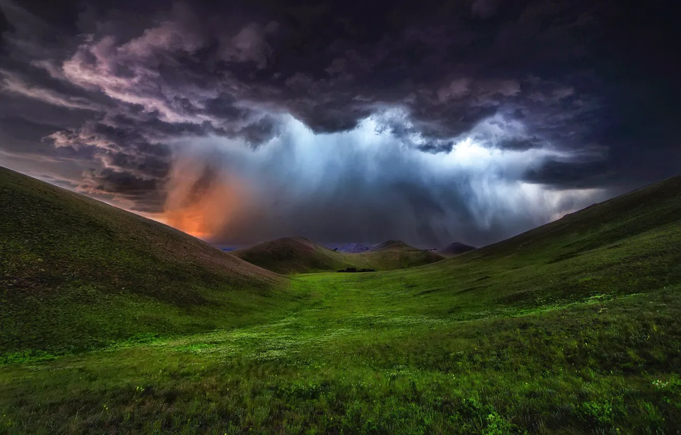 Photo wallpaper the storm, landscape, mountains, clouds, nature, Paul Sahaidak, Ryan Mcginnis