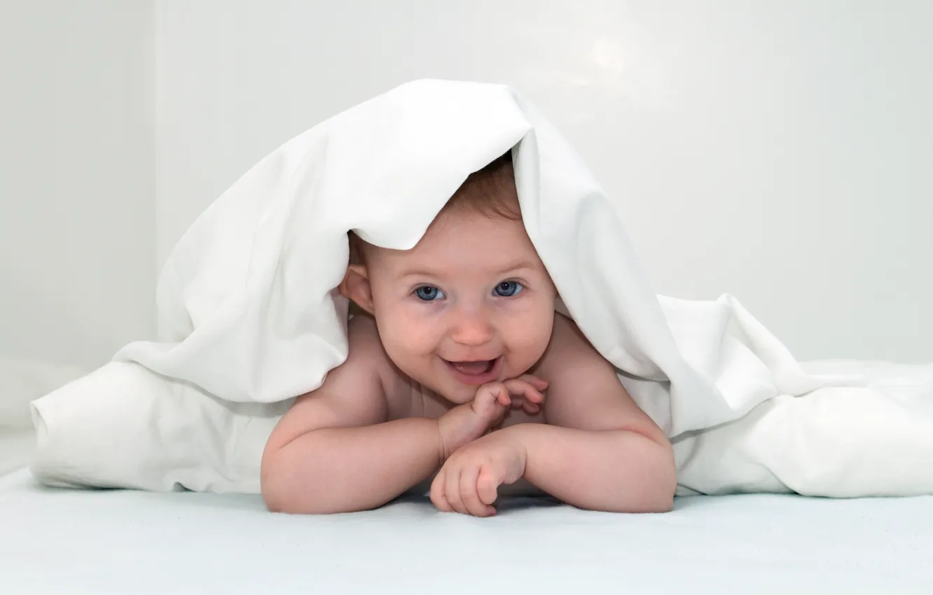 Photo wallpaper children, laughter, blue-eyed