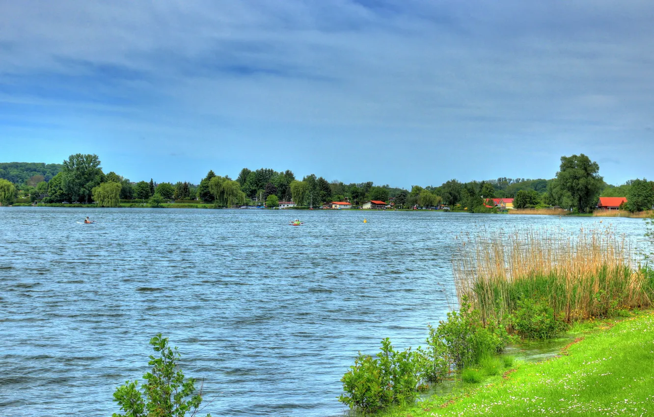 Photo wallpaper nature, river, shore, home, Germany, Hungen