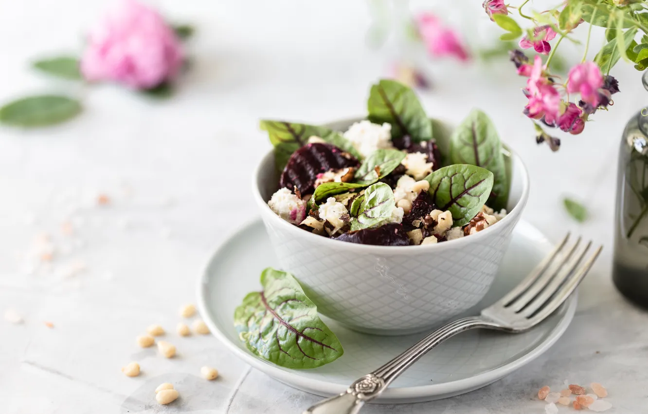Photo wallpaper cheese, nuts, salad, beets, Karina Klachuk