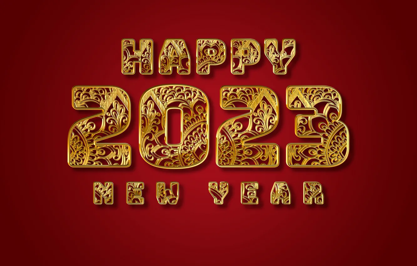 Photo wallpaper gold, New Year, figures, golden, happy, New Year, glitter, design by Marika