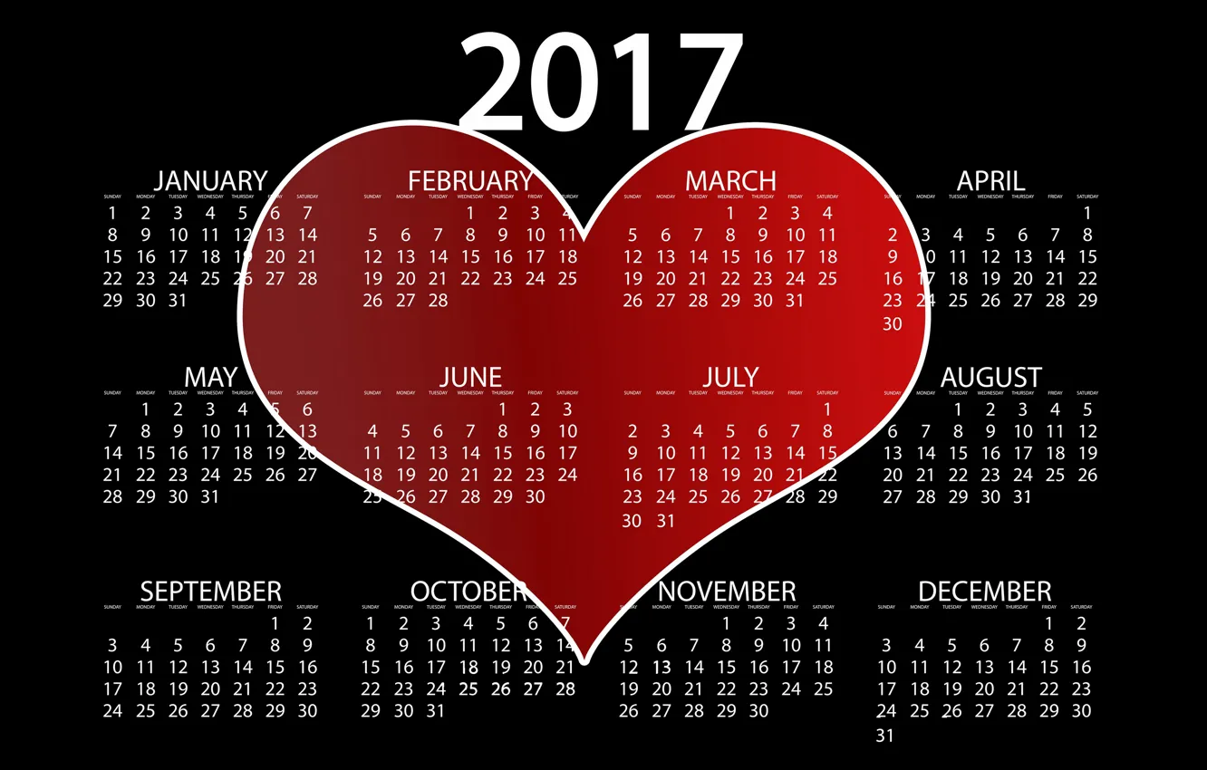 Photo wallpaper love, red, background, black, heart, graphics, new year, vector