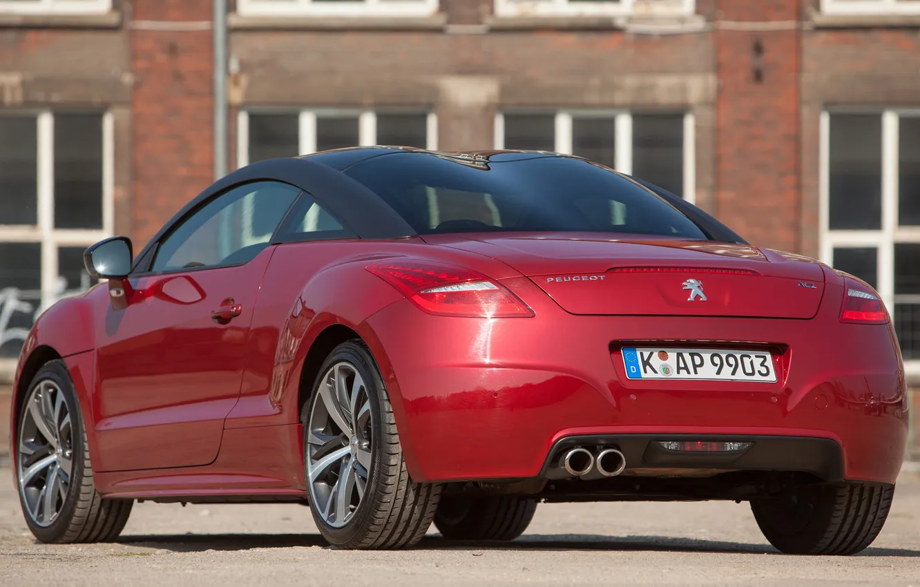 Photo wallpaper red, coupe, Peugeot, RCZ, car, rear view