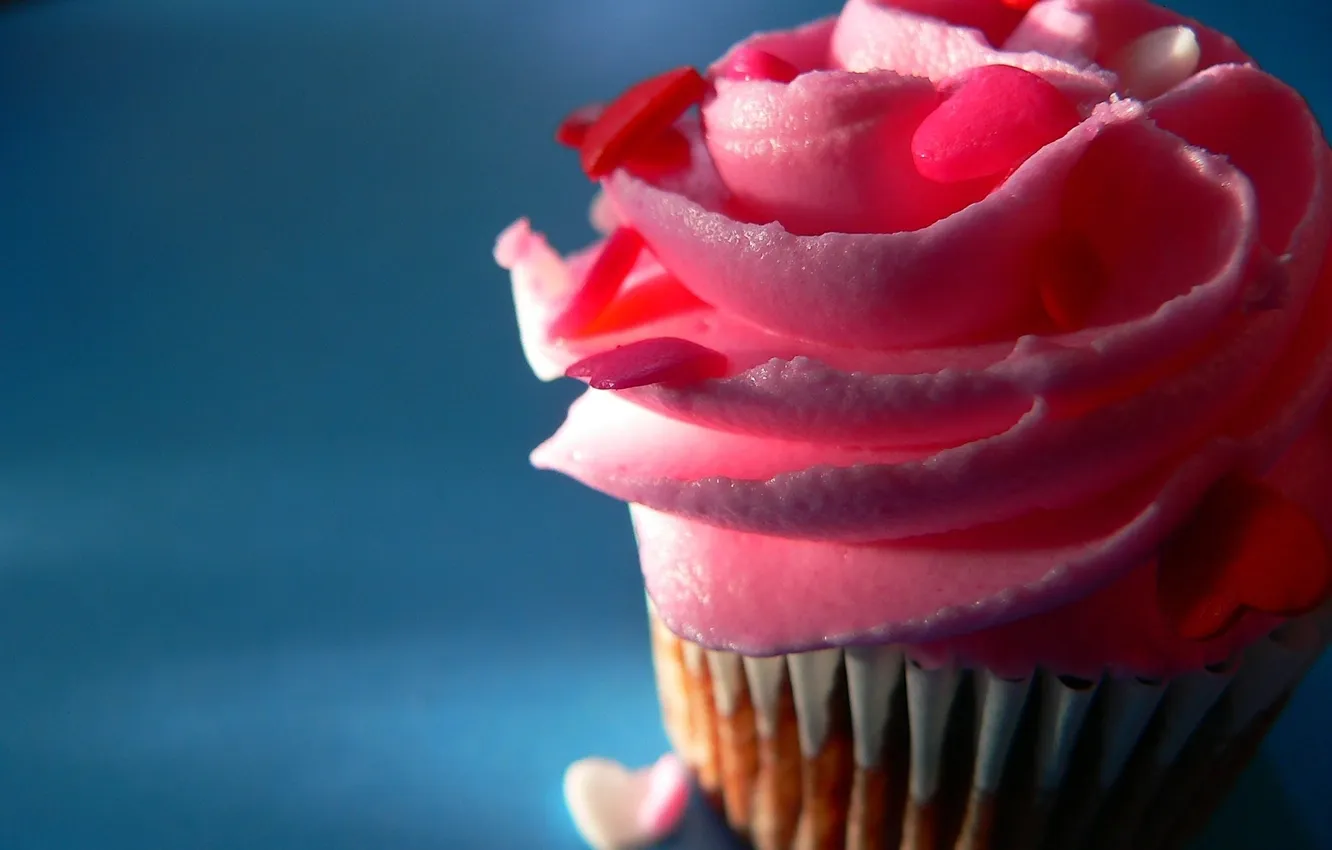 Photo wallpaper macro, cake, cream, dessert, sweet, cupcakes