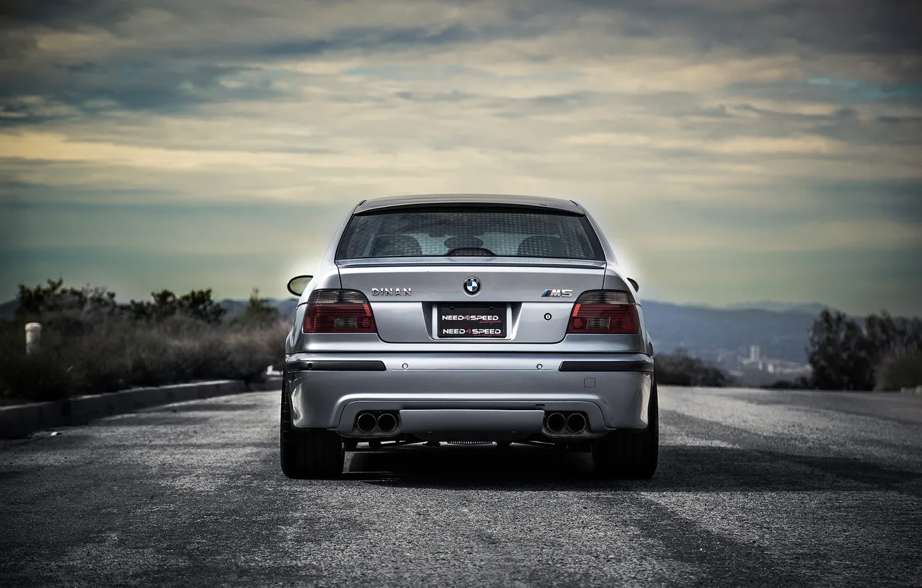 Photo wallpaper road, trees, blue, bmw, BMW, shadow, blue, back