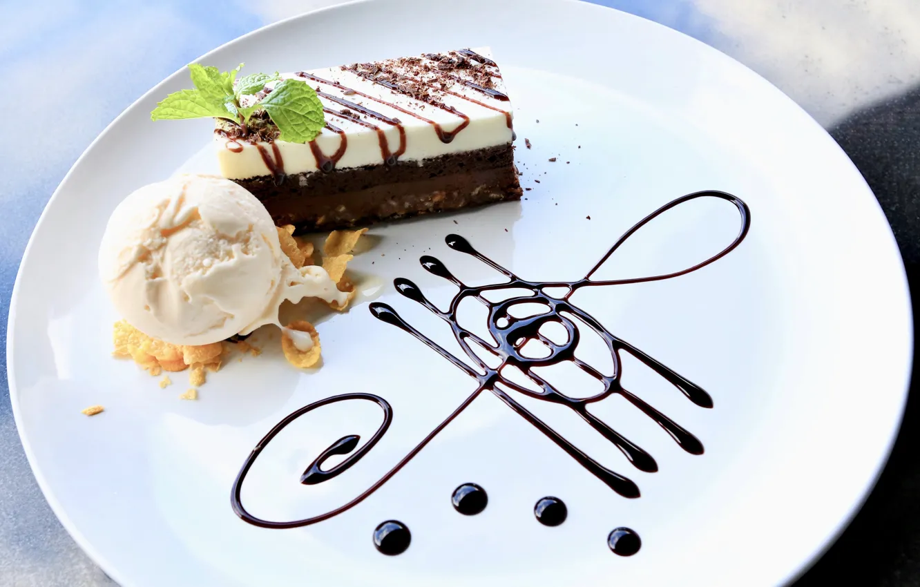 Photo wallpaper chocolate, ice cream, cake, dessert, vanilla