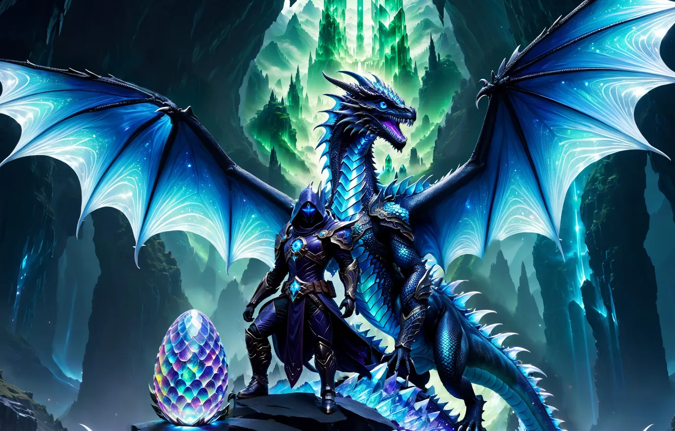 Photo wallpaper armor, eggs, dragon, fantasy, warrior