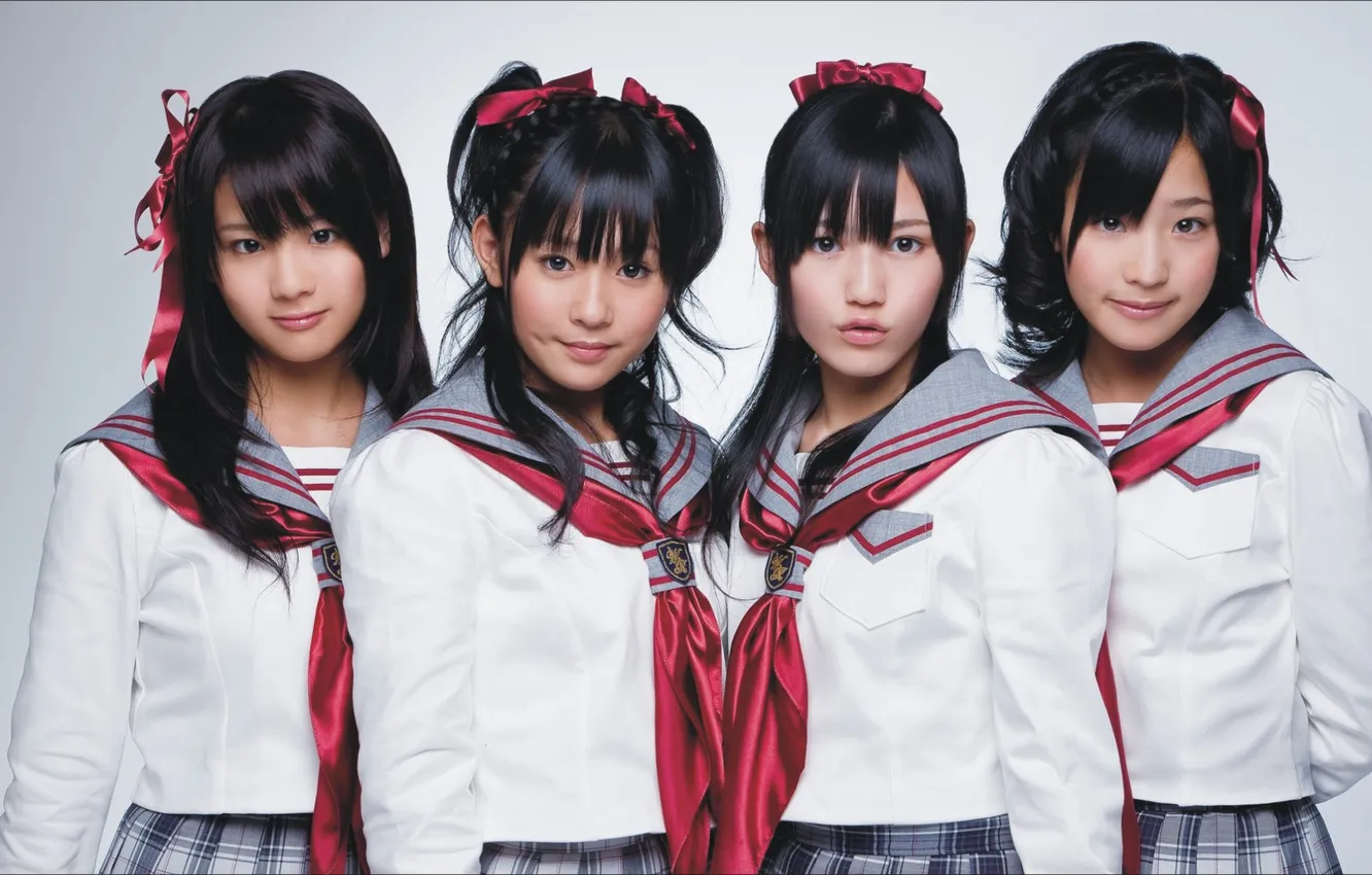 Photo wallpaper girl, beauty, schoolgirl, girls, cute, doll, Four, asian girls