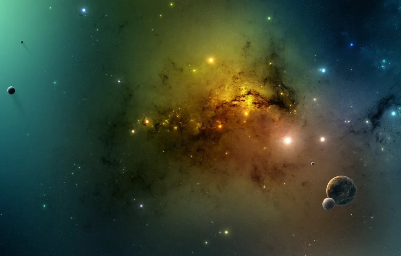 Photo wallpaper space, stars, planet, constellation