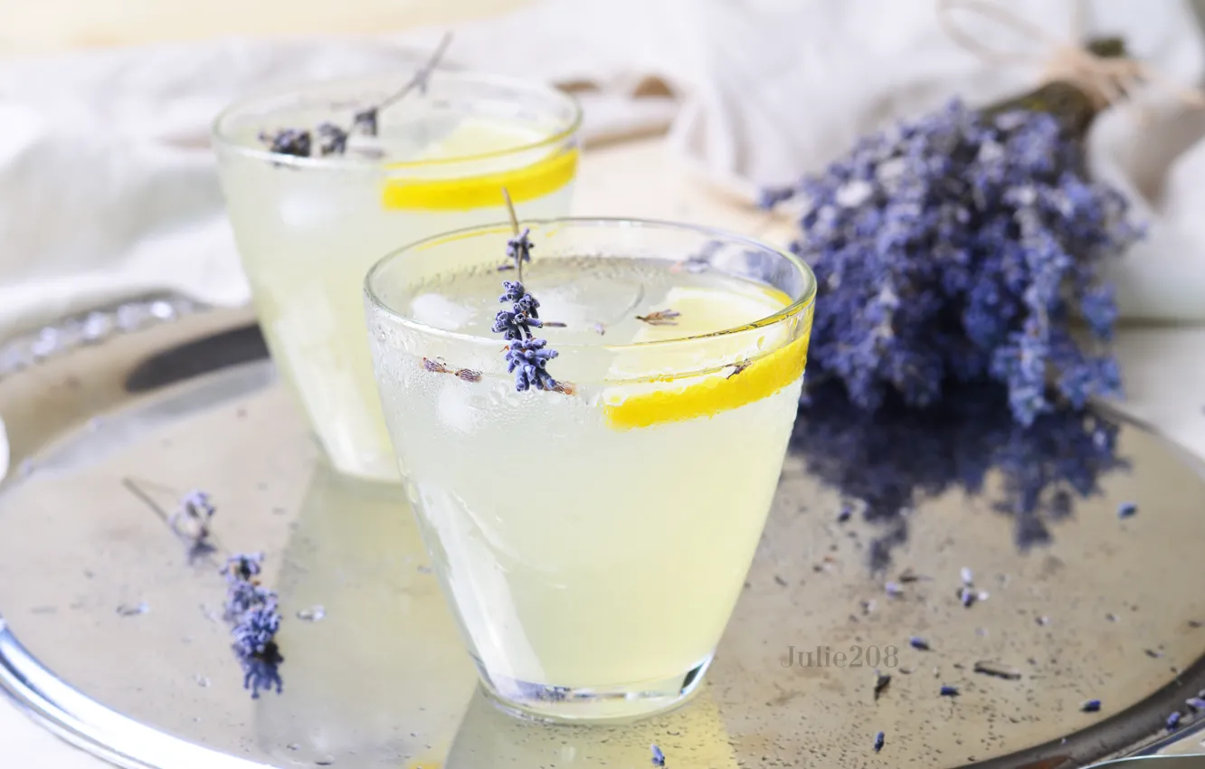 Photo wallpaper lemon, lavender, lemonade