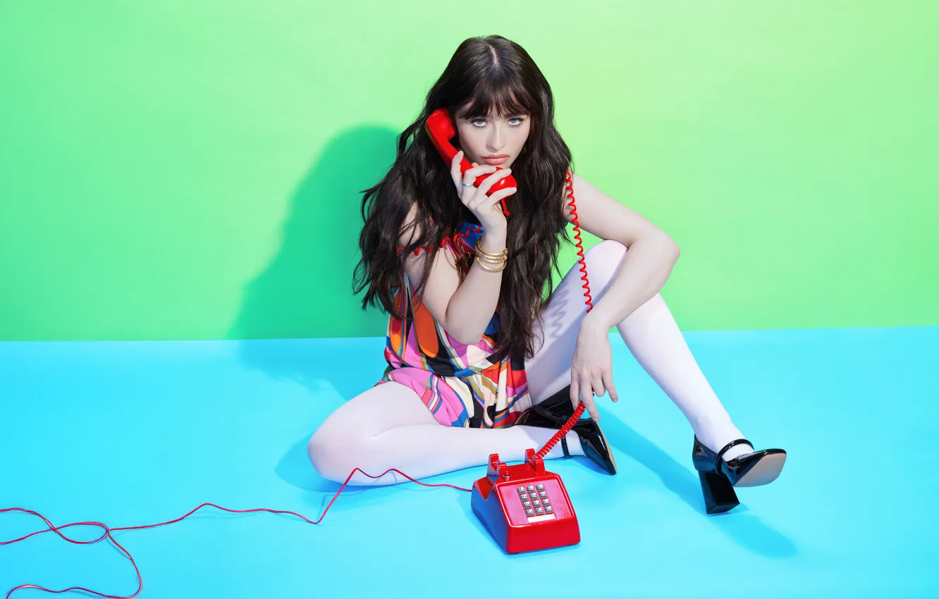 Photo wallpaper look, pose, style, background, portrait, actress, brunette, outfit