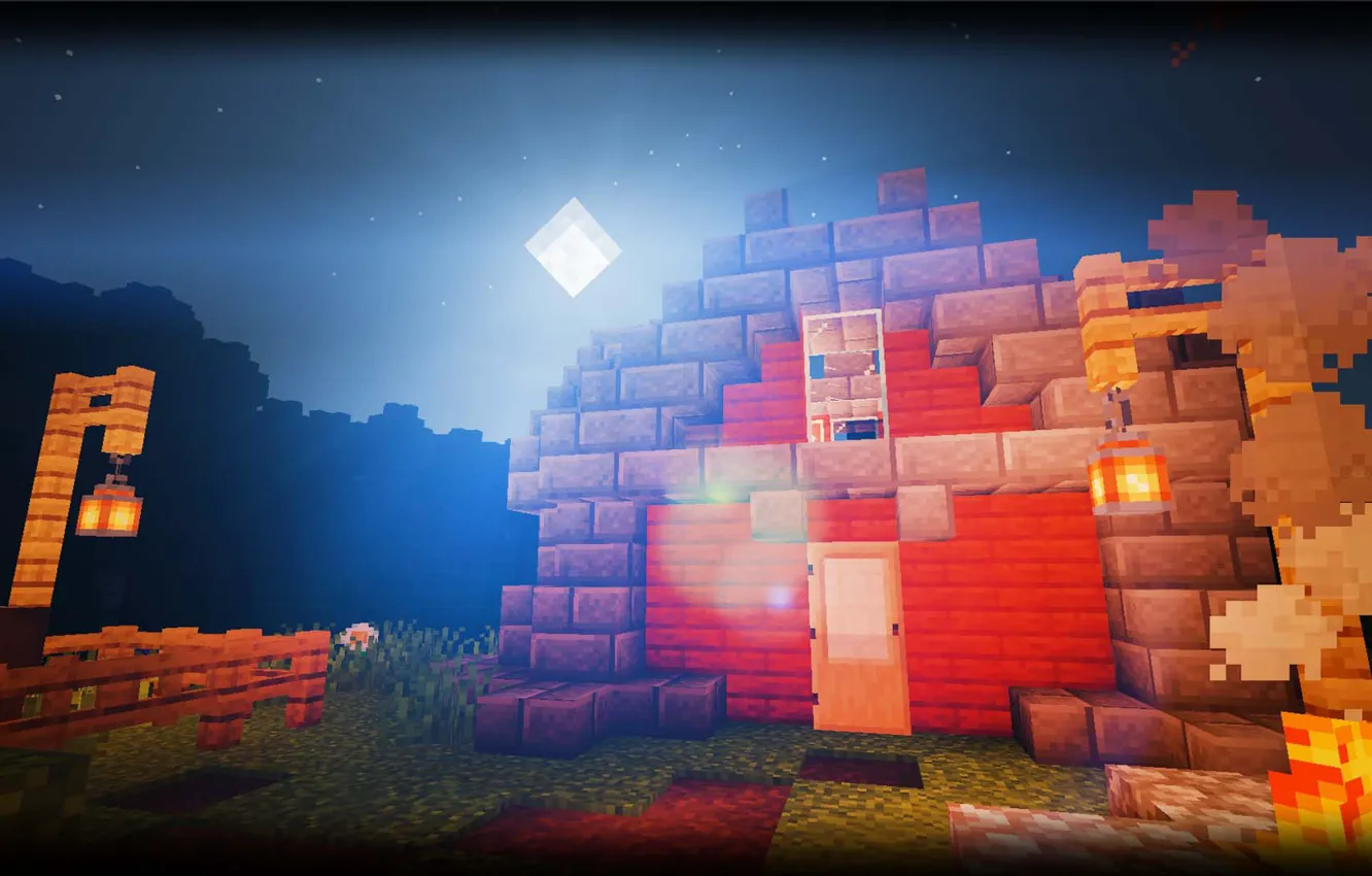 Photo wallpaper night, nature, the moon, nature, night, minecraft, 1920x1080, minecraft