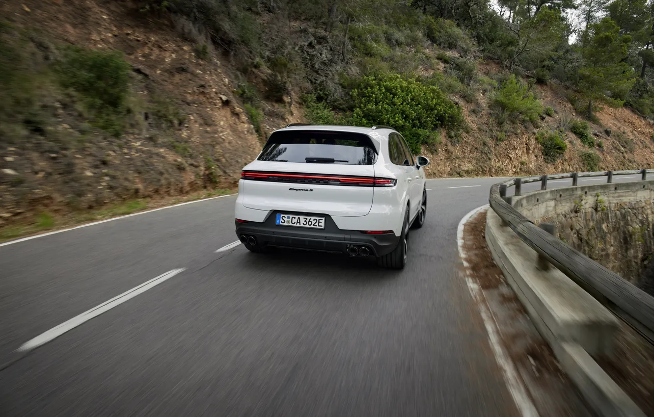 Photo wallpaper Porsche, Cayenne, rear view, Porsche Cayenne S E-Hybrid