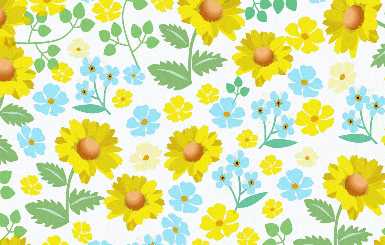 Photo wallpaper flowers, pattern, draws