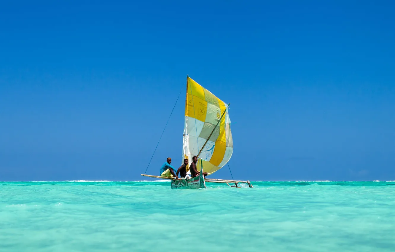 Photo wallpaper boat, fishermen, Madagascar, Madagascar, sail, fishers