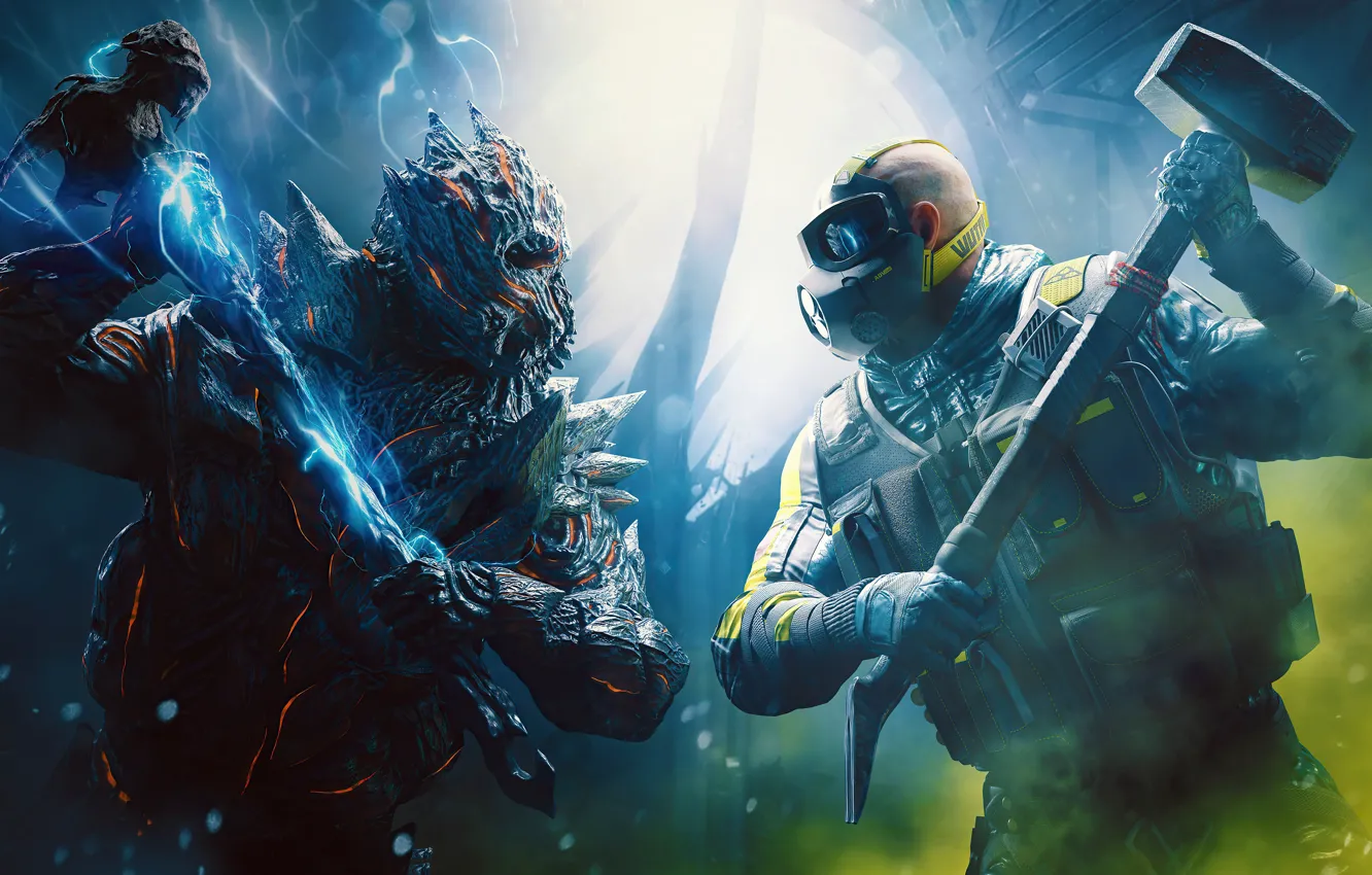 Photo wallpaper weapons, magic, the game, battle, clash, game, two, characters