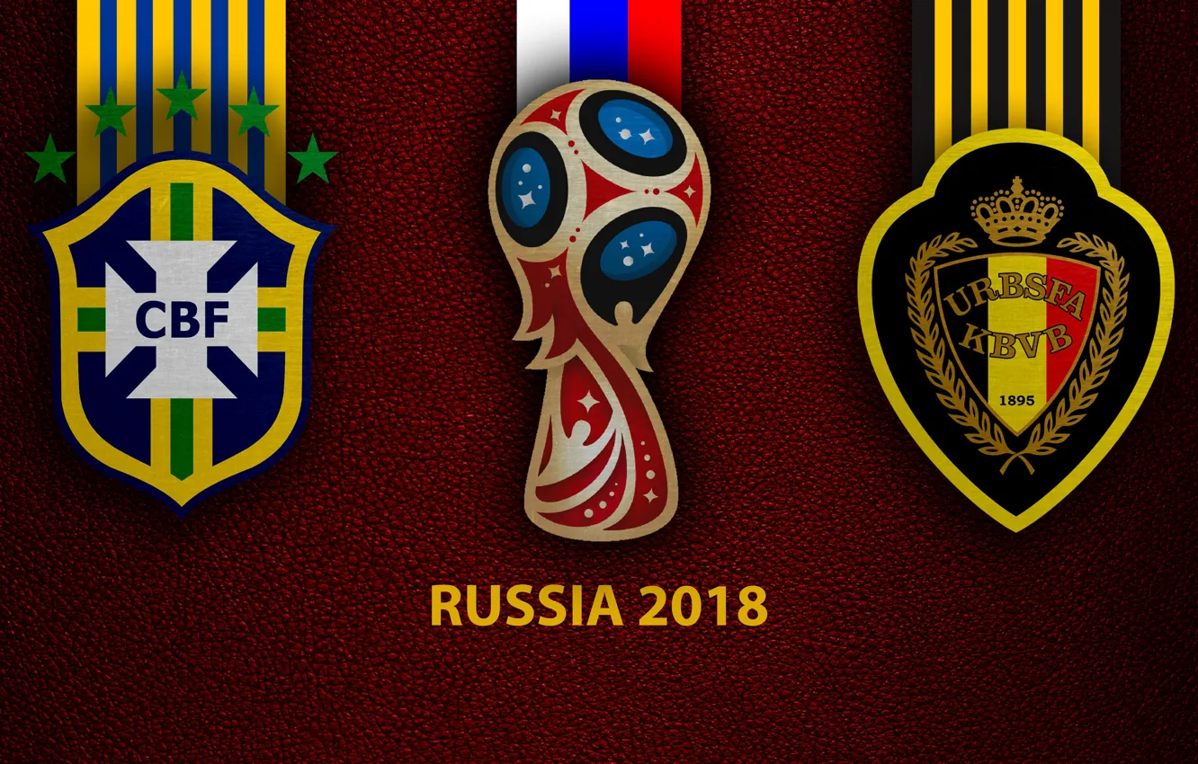 Photo wallpaper wallpaper, sport, logo, football, FIFA World Cup, Russia 2018, Brazil vs Belgium