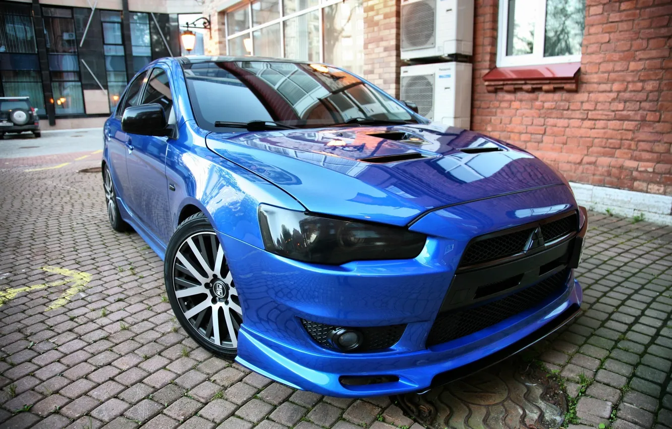Photo wallpaper Mitsubishi, Lancer, blue