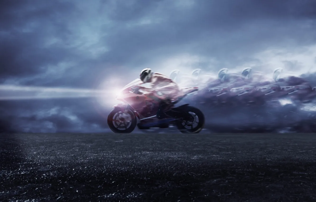 Photo wallpaper light, speed, motorcycle, speed