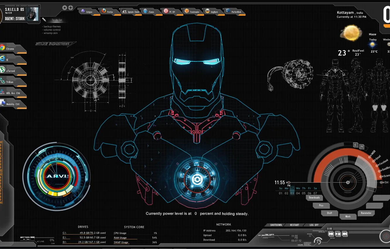 Photo wallpaper computer, iron man, Iron Man, shield