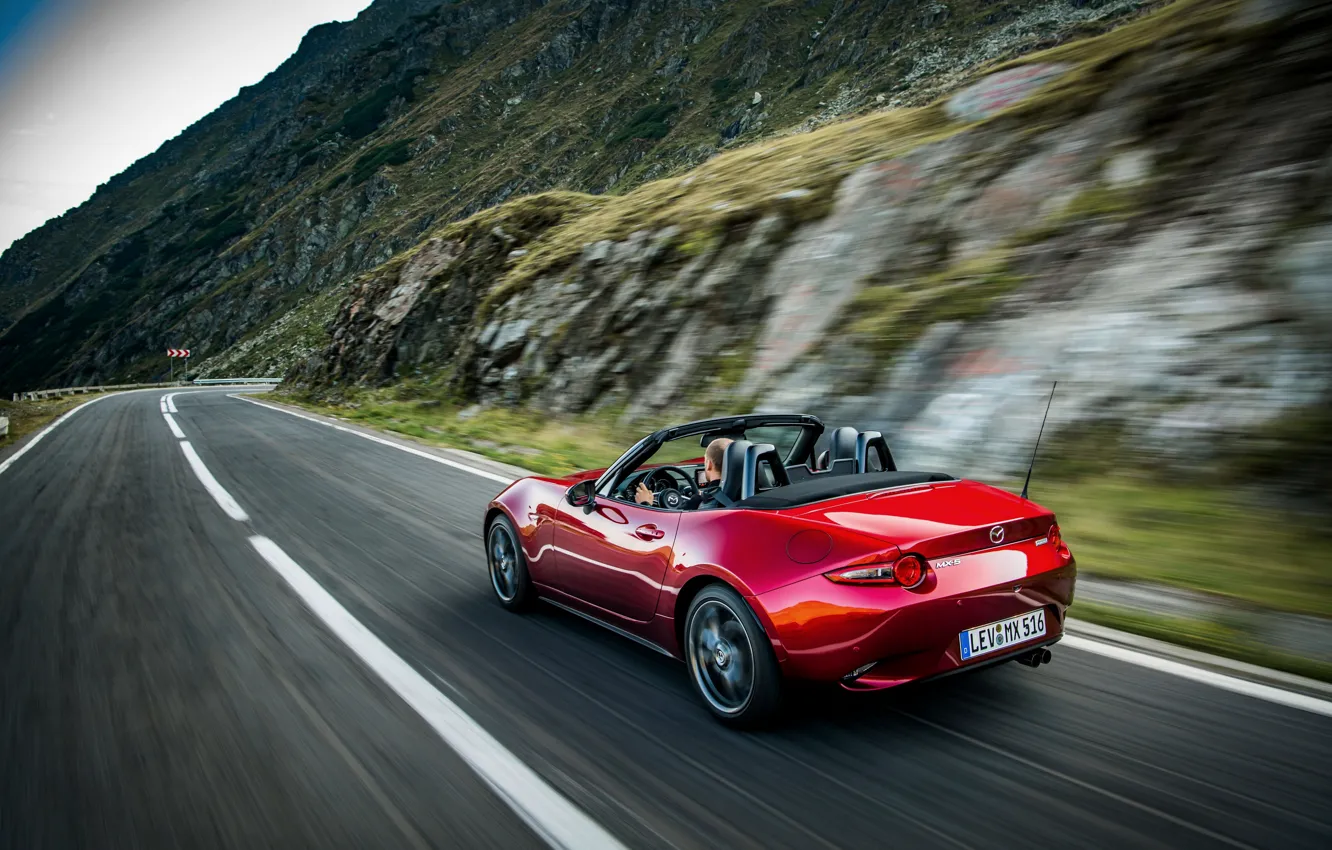 Photo wallpaper road, red, Mazda, Roadster, MX-5, 2019