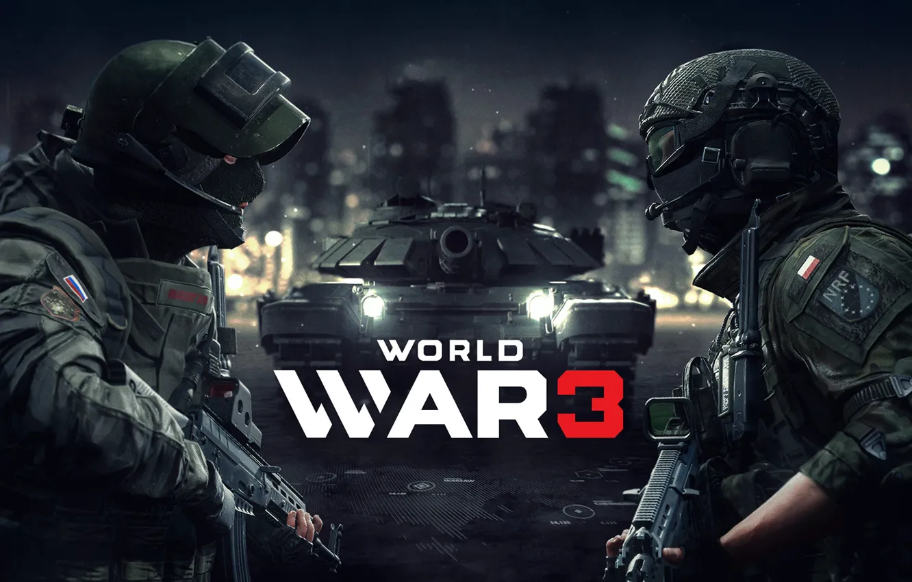 Photo wallpaper the game, soldiers, tank, World War 3