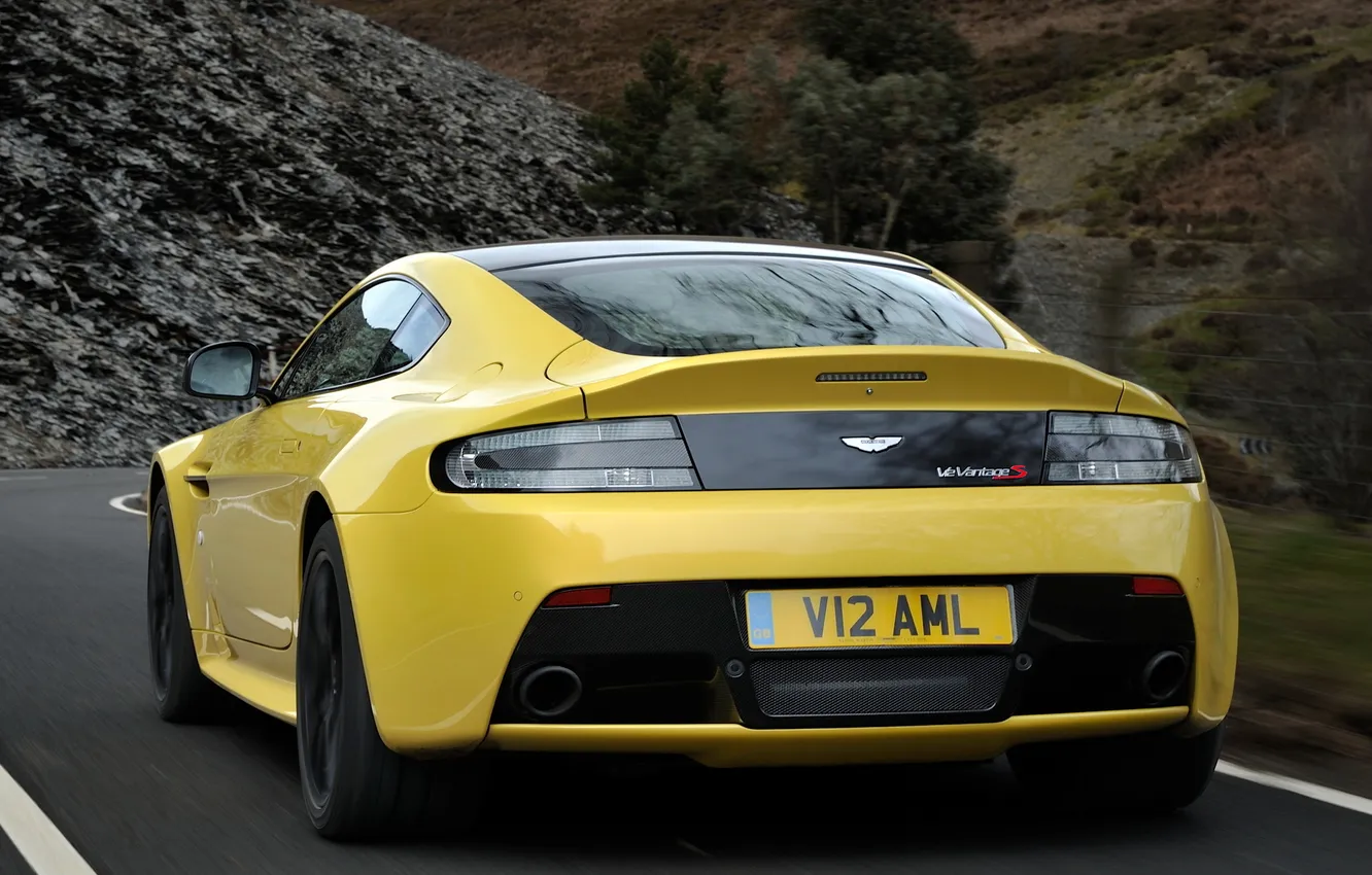 Photo wallpaper road, machine, Aston Martin, road, back, V12 Vantage S