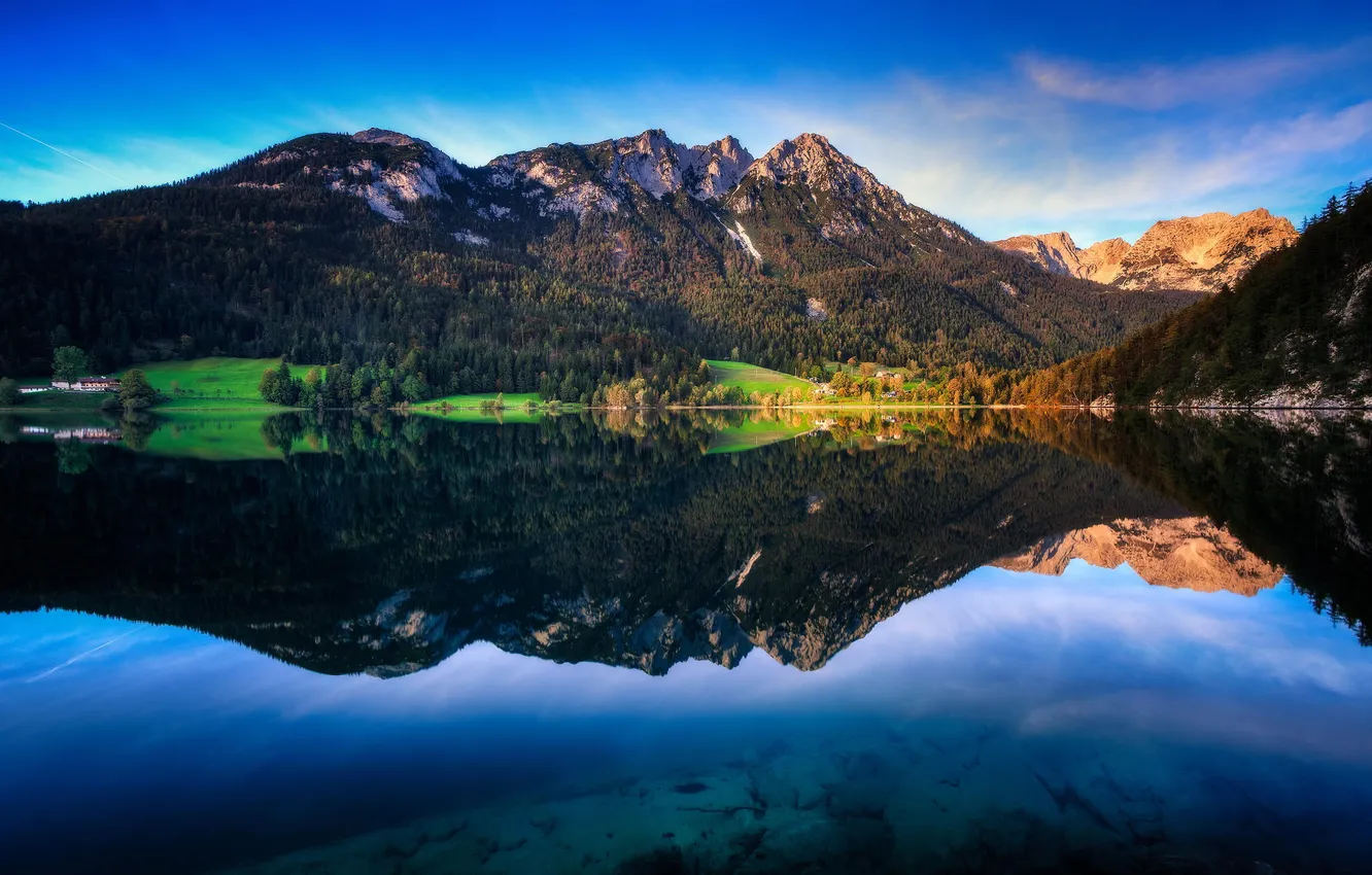 Photo wallpaper landscape, mountains, nature, lake, oragene