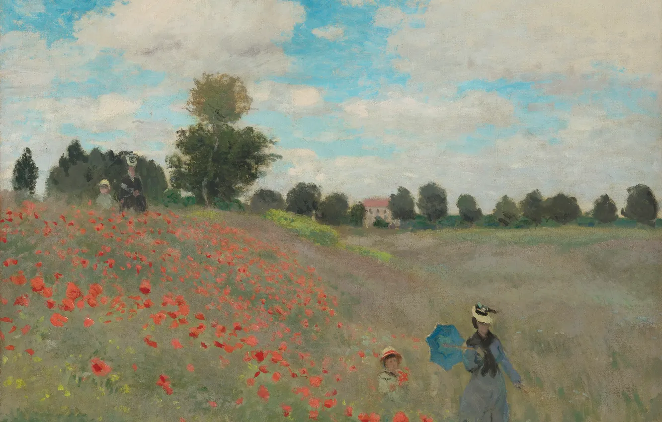Photo wallpaper Maki, picture, artist, painting, Claude Monet, Field of poppies, Monet, a work of art