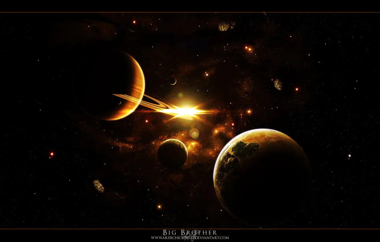 Photo wallpaper space, the universe, planet, satellite