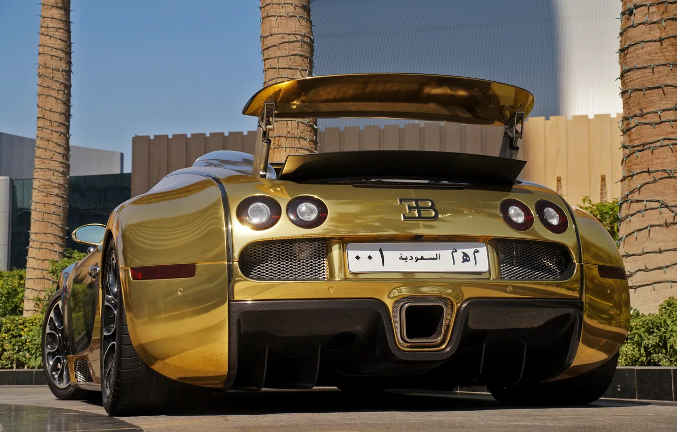 Photo wallpaper Bugatti, Veyron, Gold, Supercar, Supercar, Vitesse, Gold