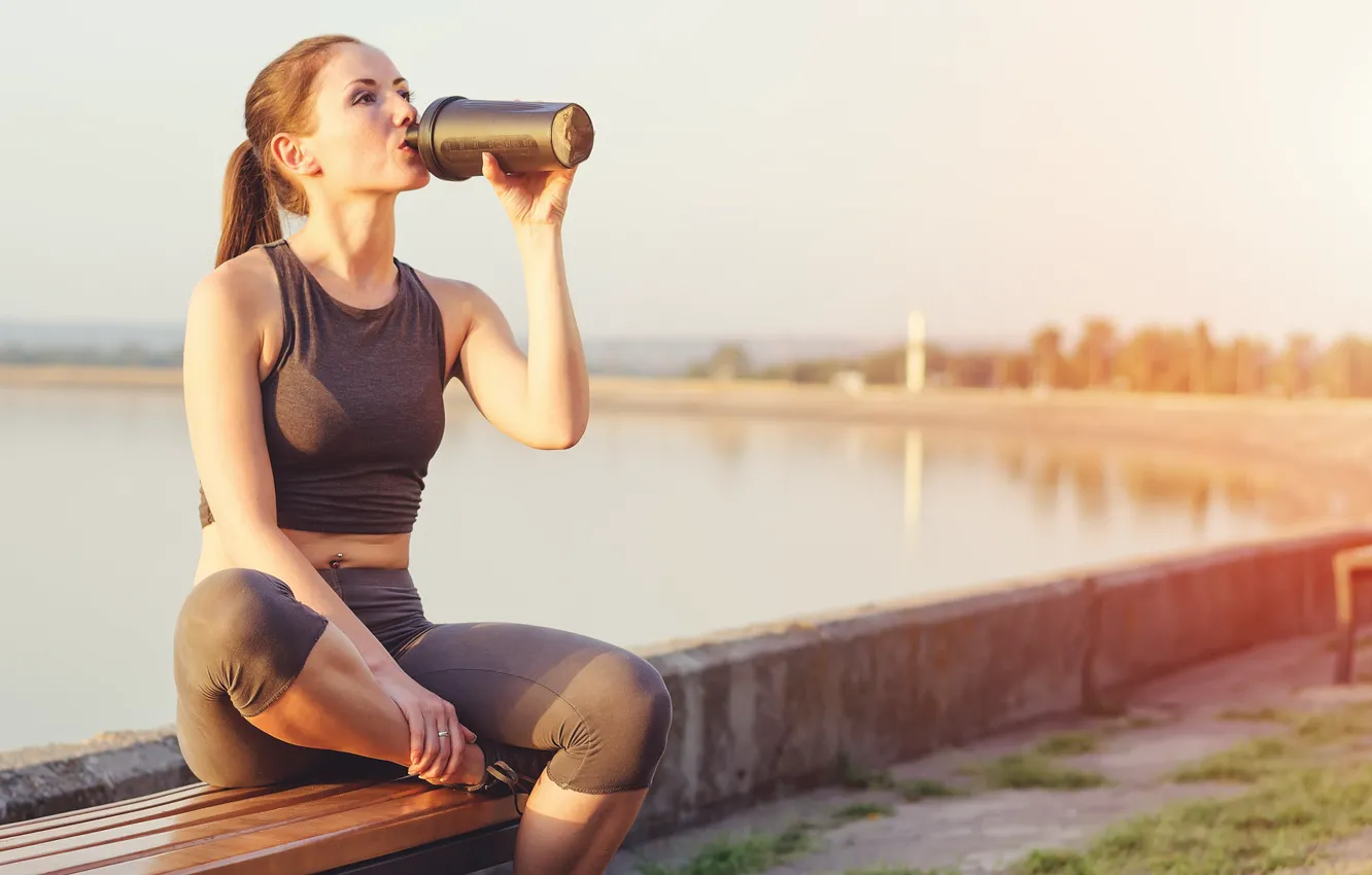 Photo wallpaper water, female, fitness