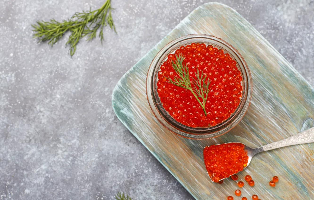 Photo wallpaper Bank, caviar, red caviar