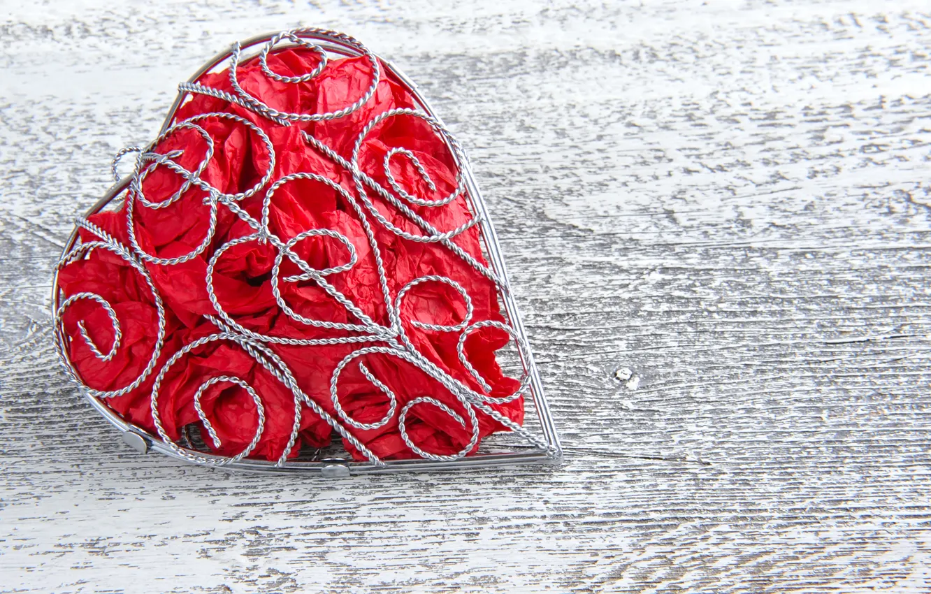 Photo wallpaper trees, heart, fabric, frame