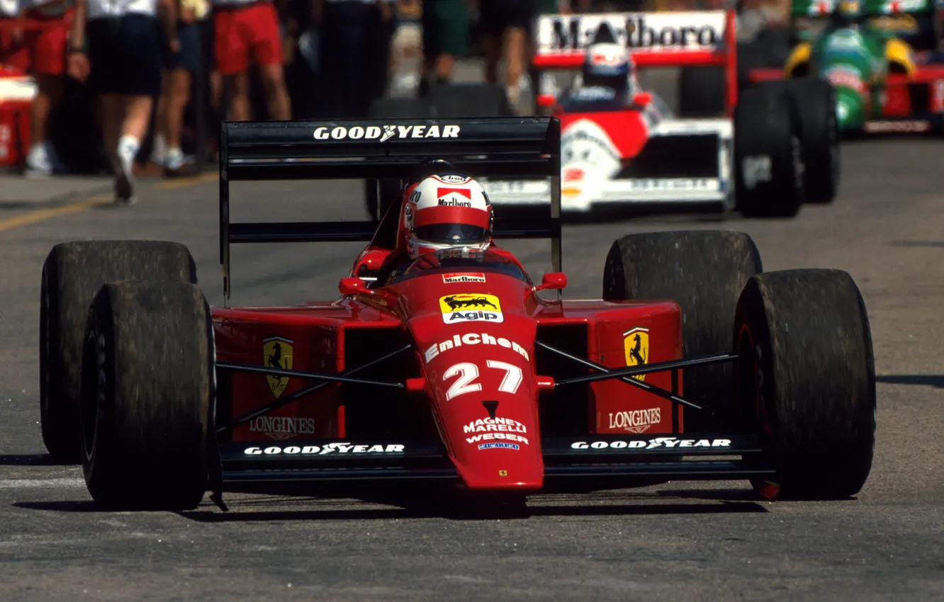Photo wallpaper legend, Formula 1, world champion, Ferrari 640, Nigel Mansell, Scuderia Ferrari Marlboro, Brazilian Grand Prix, …