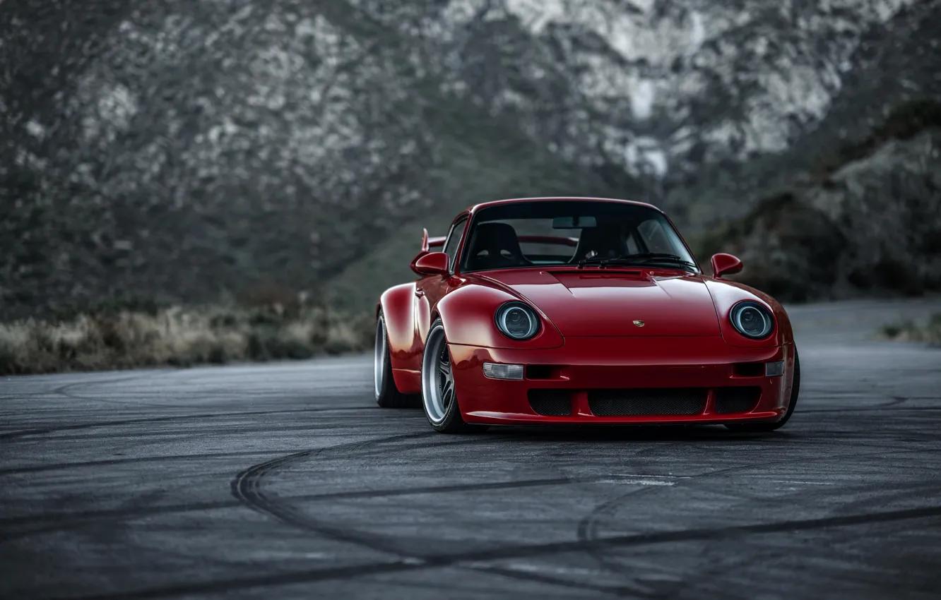 Photo wallpaper red, coupe, 911, Porsche, front view, 993, 2017, Gunther Plant