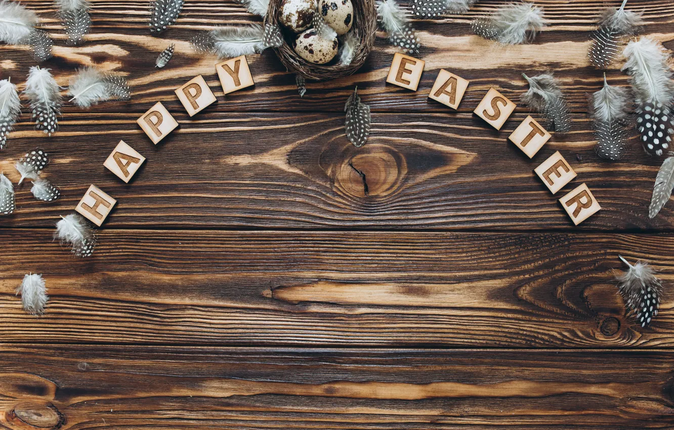 Photo wallpaper letters, holiday, eggs, feathers, Easter, socket