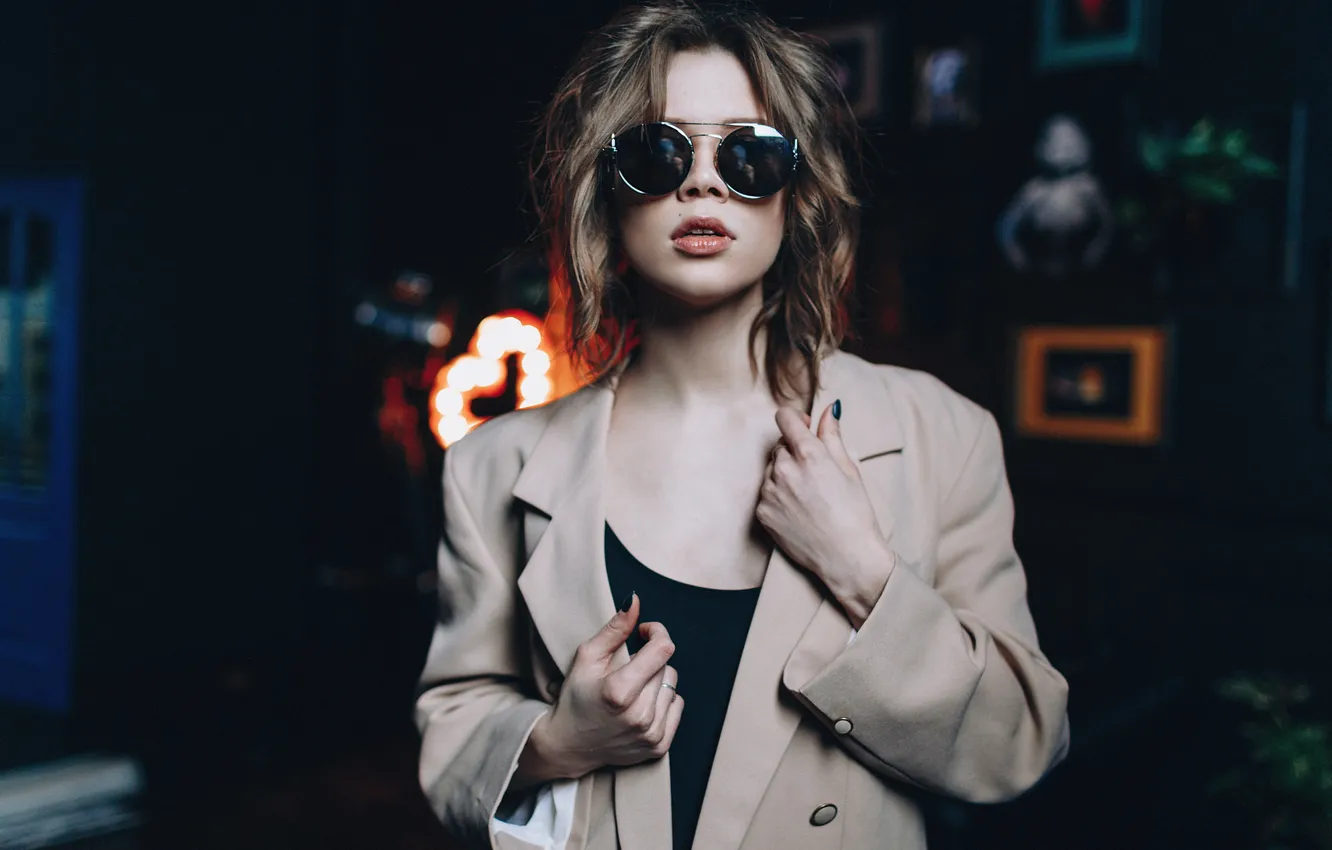 Photo wallpaper girl, model, glasses, Anastasia, Dmitry Takemethere