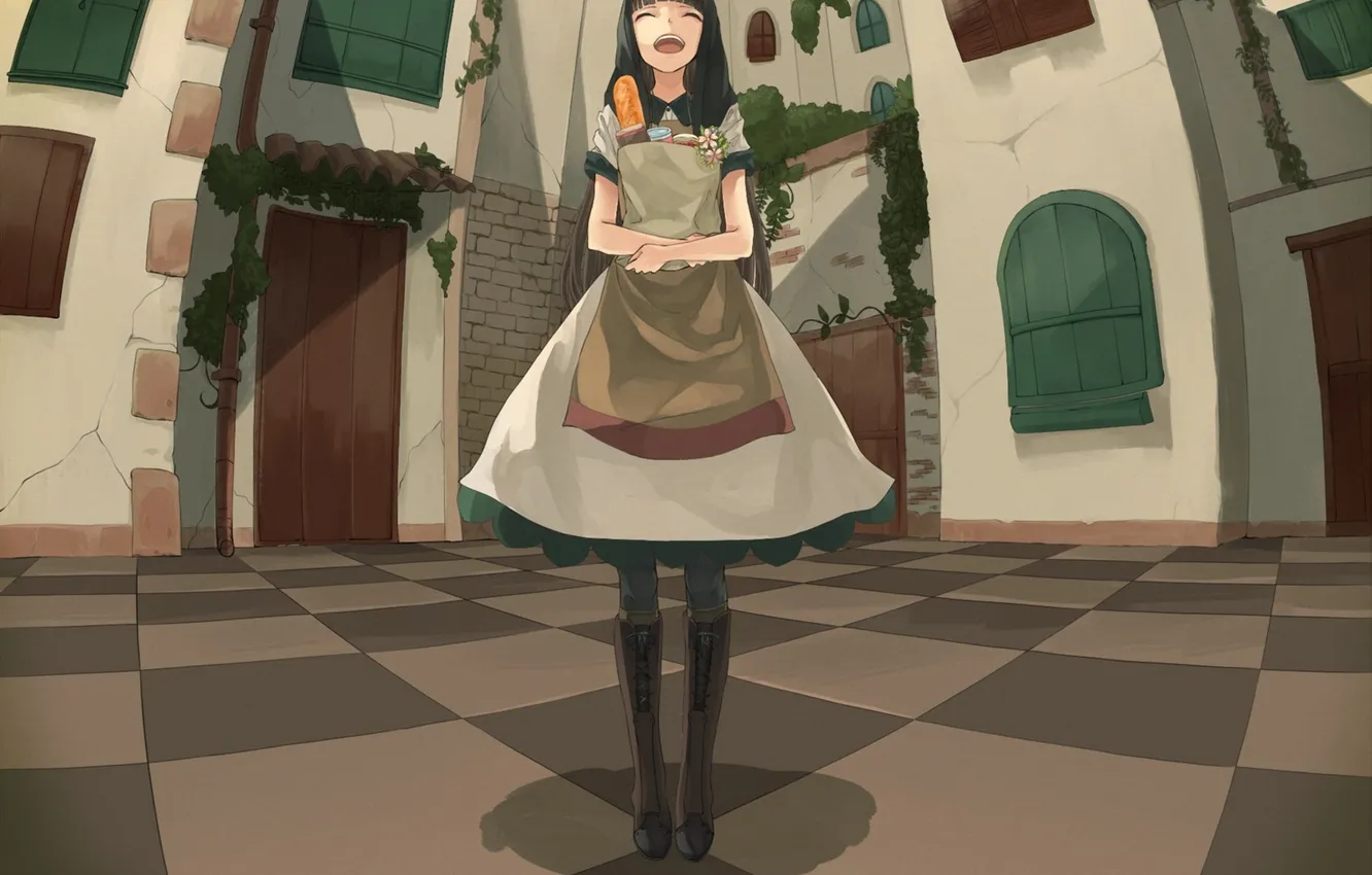 Photo wallpaper girl, the city, emotions, street, package, art, products, tomaeda